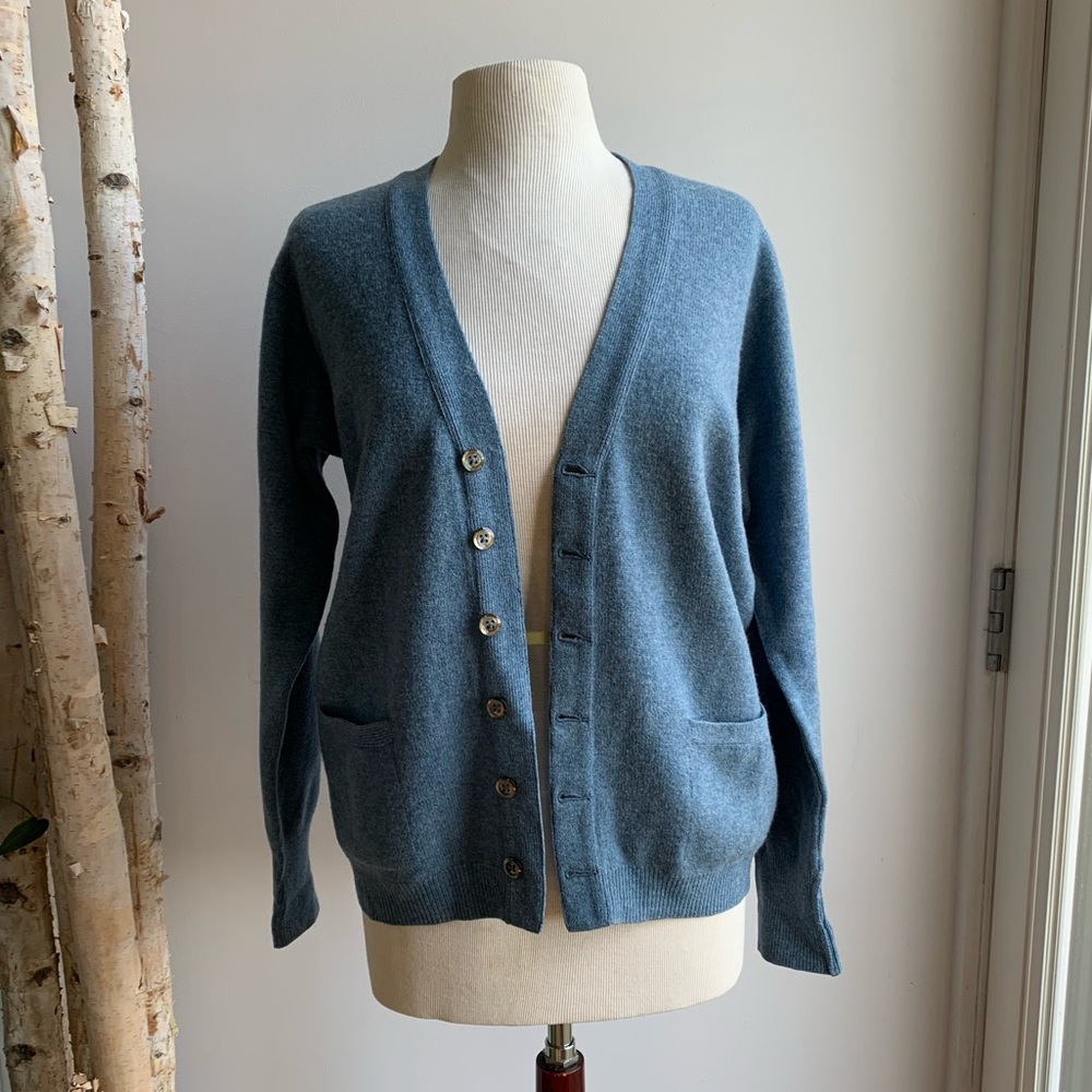 Vintage Blue Jaeger Lambs Wool Cardigan